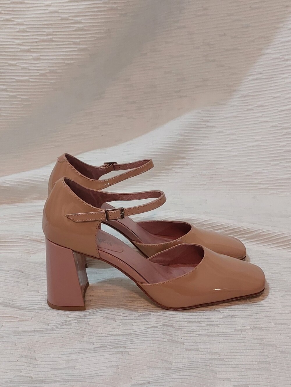 Jeffrey Campbell Nude & Blush Patent Mary Jane Block Heels Size 8 - Picture 4 of 9